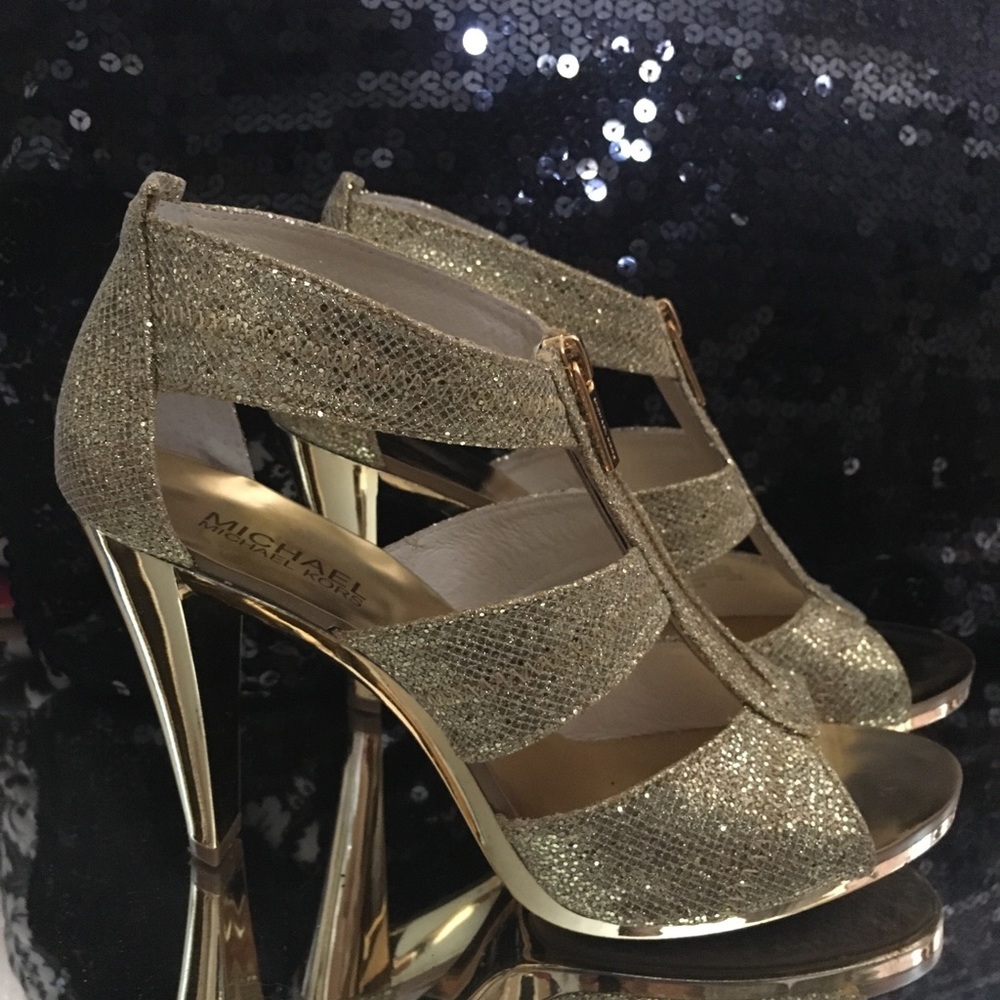 Gold zipper heels